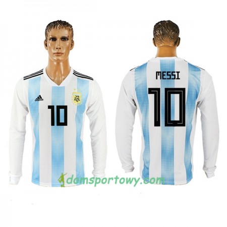 Koszulka Argentyna Messi 10 Domowe Koszulki Piłkarskie Mistrzostwa Świata 2018 Długi Rękaw